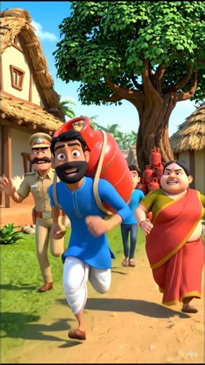 Gas Cylinder Thief Run 😂 | Funny Village Police Chase Animation #shorts #usa #aivideo