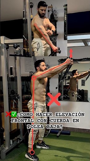 ❌✅¿COMO HACER ELEVACIÓN FRONTAL CON CUERDA EN POLEA BAJA?#frontal#hombros#fitness#gym#tips#shorts