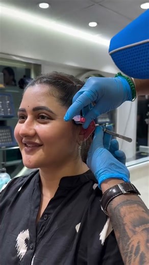 Rashmi Desai gets her helix and conch Piercing! #piercingreaction #conchpiercing #helixpiercing