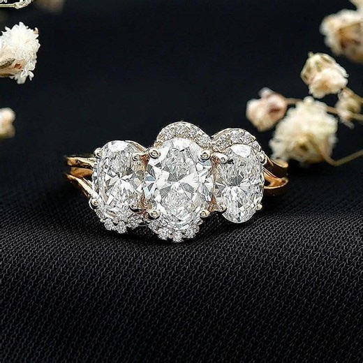 IGI Certified Three Stone Oval Cut Lab Grown Diamond Engagement Ring,trilogy Wedding Ring,oval Three Stone Engagement Ring,anniversary Gift - Etsy Israel