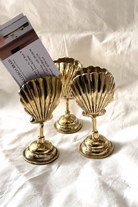 5.3” Beautiful Brass Shell Card Holder - Card Holder Aesthetic - Brass Scallop Card Holder - Brass Clam Card Holder - Etsy