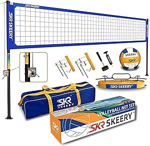 Outdoor Heavy Duty Volleyball Net Set, Anti-Sag Design, Adjustable Aluminum Poles, Portable Volleyball Net for Backyard,Grass and Beach
