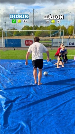 1v1 Slip and Slide Football Challenge ⚽️💦 #shorts