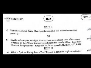 advanced data structure and algorithm analysis - set1 jntuk r23 and autonomous - cse