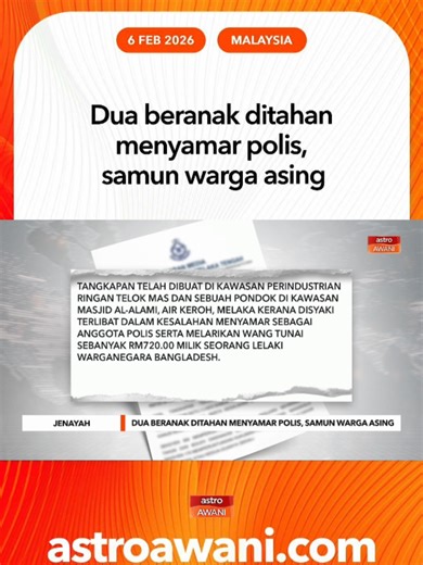 Dua Beranak Ditahan Kerana Menyamun di Melaka