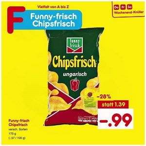 Huhu, ich bin’s wieder, die endlose Netto-Vielfalt! Heute wird mal bei Chipsfrisch von Funny-frisch gebremst, denn die gibt’s aktuell fast 30% günstiger – also, wer von euch bremst dafür bei Netto? 🚗 🛴 🛵 🚲 🛒 https://www.netto-online.de/filialangebote/ | Netto Marken-Discount
