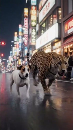giant leopard chasing dog