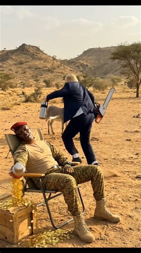 Trump cut the thermos and Ibrahim Traore Sleeping in Desert 🏜 #shortsfeed #satire