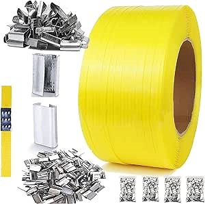 Poly Strapping,1/2" Plastic Banding Strap,Box Straps,3280' Length Plastic Straps,400lbs Break Strength,500 Pcs Open (Snap-On) Seals for Safe and Economical Poly Cord Strapping