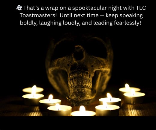From ghostly speeches to spellbinding Table Topics — our members brought their Halloween spirit to life!  Thanks to everyone who made this night one to remember.#TLCToastmasters #Halloween2025 #SpookySpeeches | TLC Toastmasters Fresno | Facebook