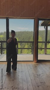 Karate Kata Practice, asian woman androgyne