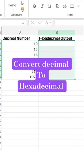 Convert Decimal into Hexadecimal in excel
