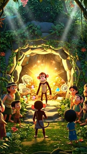 "Magical Monkey Finds Hidden Treasure Cave | Heartwarming Jungle Story | 3D Animation" #ai #monkey