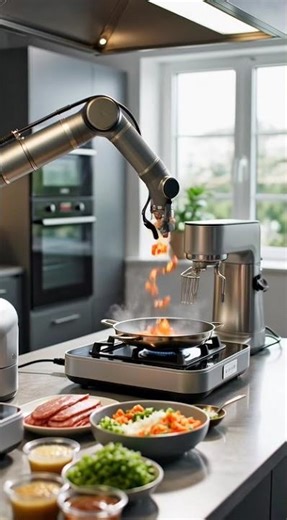 Robot Style Frying Process Perfect Crispy Frying with AI Precision Cooking Report