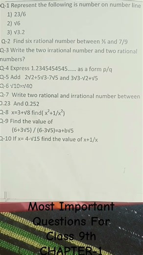 Most Important Questions For Class 9th CHAPTER-1👆👆 #educationalshorts