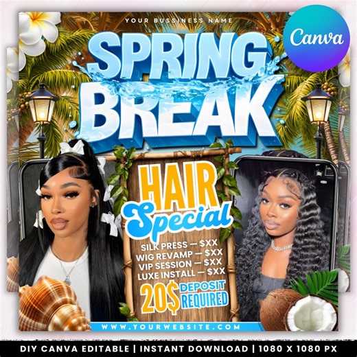 Spring Break Booking Flyer, Spring Booking Flyer, Spring Break Sale Flyer, Spring Special Flyer, Hair Lash Nail Makeup Braids,canva Editable - Etsy