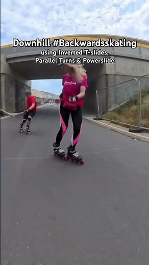 How to Rollerblade Backwards downhill with control, using T-slides, Turns & Powerslide to Stop
