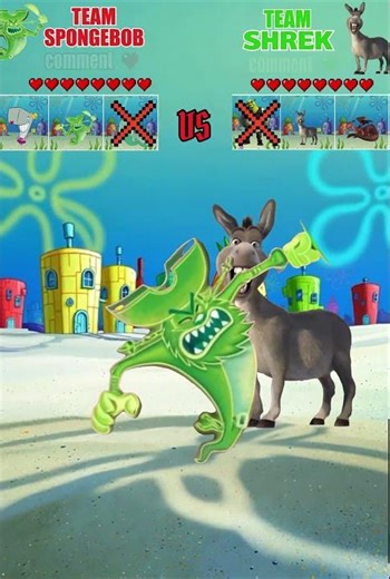 Shrek’s Team vs SpongeBob in an Epic Battle ⚔️🍍 #spongebob #shrek #shorts