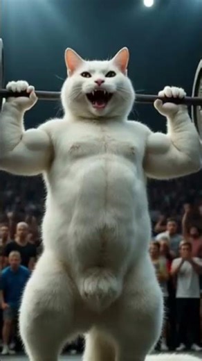 The Strongest Cat Alive 🐱💪 | Epic White Cat Muscle Show”
