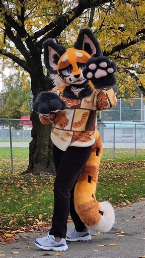 Fursuit Maker ➡️ Vancoufur on Instagram: "🐾🍁 Jean the Red Panda 🍁🐾 Meet this sleepy little red panda made for @bebinisnt ! Jean is an artistic liberty mini partial! Complete with 4 finger squeaky paws, and long tail, and a sleepy expression! Jean features: -Sleepy expression -Dye sublimated eyes -4 finger paws (pattern by curlworks) -A long tail with applique stitch marks -Velcro tongue Trying something new with this reel! I just love this song so much, it felt we