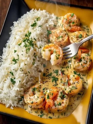 Creamy Garlic Butter Shrimp with Herbed Rice Recipe