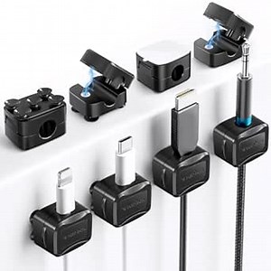 6-Piece Magnetic Cable Clips Set with 6 Silicone Suction Cups for Cable Management | Magnetic Cord Holder and Organizer Keeper for Home Office, Desk, Phone, Car, Wall, and Nightstand