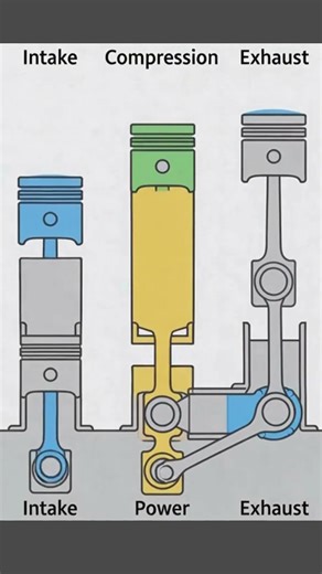 Inside a Combustion Engine: The 4 Strokes Explained ⚙️ #Mechanical #Shorts