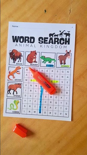 Animal Word Search Level 2 Puzzle Ages 5–7 | K & 1st Grade, US & A4 Size paper #puzzle #education