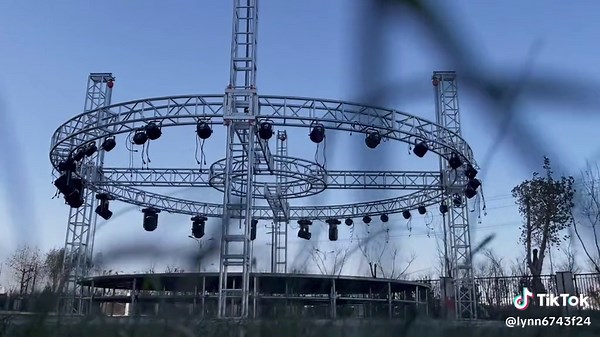 Round stage and lighting trusses set up.Are you looking forward to the stage effect?#rooftruss #trussfactory #custom#trussstage