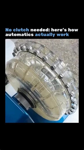 Artificial Intelligence | Technology | Robotics on Instagram: "Ever wonder why automatic cars can sit at a red light without stalling? The secret is the torque converter, a fluid-powered genius hiding in your transmission. Unlike manual cars with a clutch, automatics use transmission fluid to transfer power. Inside the torque converter, a pump spins with your engine, pushing fluid toward a turbine connected to the gearbox. Between them, a stator redirects the flow to multiply torque when you nee