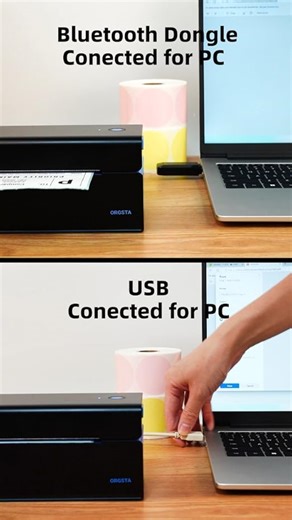 ORGSTA DHL Etikettendrucker Thermodrucker Selbstklebend Labeldrucker Versandetiketten Drucker 4x6 Kabelloser Bluetooth 20–110 mm Label Printer für PC und Smartphone Versand, DHL, UPS