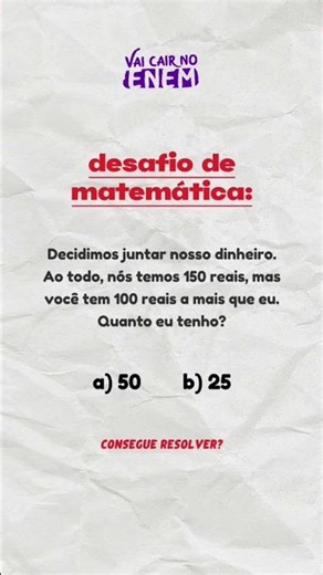 Can you solve this challenge? 🤔 #quiz #challenge #Enem2025 #Enem #Mathematics