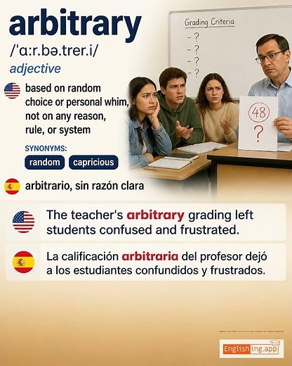Arbitrary: English vocabulary meaning and example