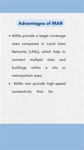 Advantages of Metropolitan Area Network (MAN) | Computer Fundamentals |
