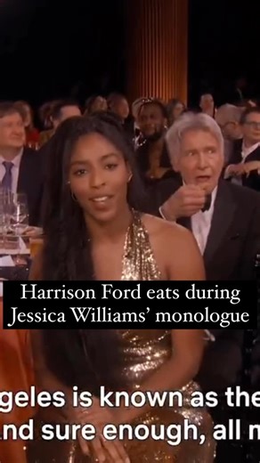 Etalk on Instagram: "Oops 🫢 Harrison Ford interrupted ‘Shrinking’ co-star Jessica Williams’ “I Am An Actor” monologue in the opening for the SAG Awards. What do you think of this moment? 😂 (🎥: Netflix) #HarrisonFord #JessicaWilliams #Netflix #SAGAwards #Shrinking"