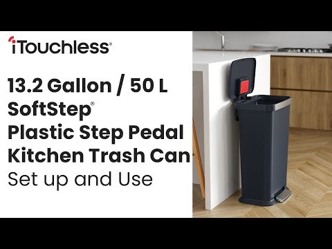 iTouchless SoftStep 13.2 Gal Step Pedal Kitchen Trash Can with AbsorbX Odor Filter | Set Up and Use