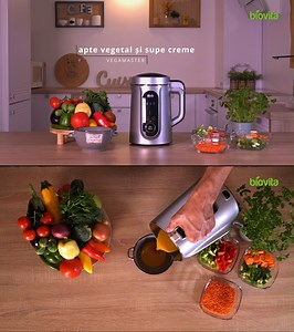 De ce să cumperi lapte vegetal când poți să-ți faci acasă? Lapte de soia, migdale, orz, orez, ovăz sau chiar și din alte cereale poți să-ți faci în orice moment cu ajutorul aparatului pentru preparat lapte vegetal Biovita VegaMaster. 🤩 Aparatul dispune şi de un program pentru prepararea laptelui vegetal fără tratare termică, fiind potrivit pentru dietele raw vegan. 🍃 În plus, cu Biovita VegaMaster poți prepara și supe creme delicioase. 😋 ➡ Capacitate: 1.1-1.3 Litri ➡ Putere: 200W motorul / 14