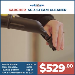 The Karcher SC 3 EasyFix is the fastest steam cleaner of its time and is ready to go after a heat-up time of only 30 seconds. � The SC 3 cleans without chemicals and can be used practically anywhere in the home on all types of household hard surfaces. Its extensive accessories hygienically clean tiles, hobs, exhaust hoods and even the smallest gaps – including removing stubborn dirt. It also comes with the EasyFix floor nozzle with a flexible joint for excellent ergonomics and lamella technology