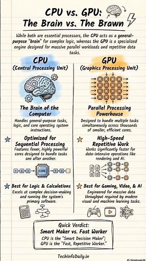 CPU vs GPU | Quick Comparison! 💡#viralreels #cpuvsgpu #shorts #computerbasics #viralshorts