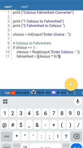 Celsius Fahrenheit Converter, Beginner Friendly , #shorts #python #hasnainfry