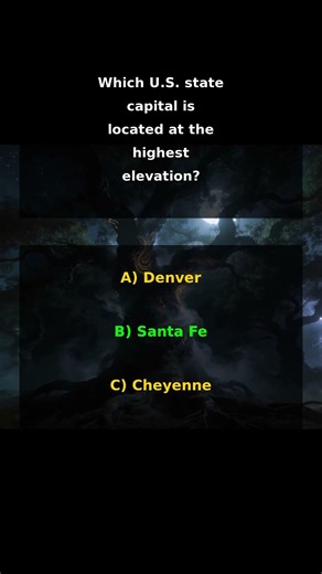 Which U.S. state capital is located at the highest elevation? #shorts #quiz