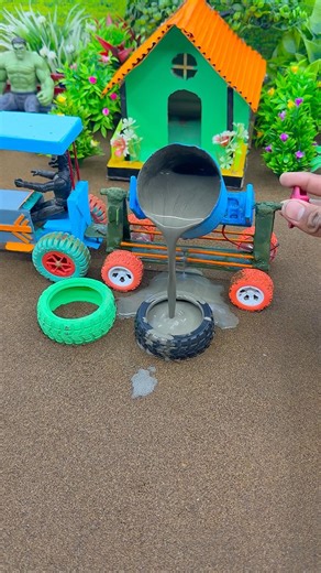 🔥 DIY Mini Tractor Working Machine | Cement Pillar Build Process 😳 #shorts