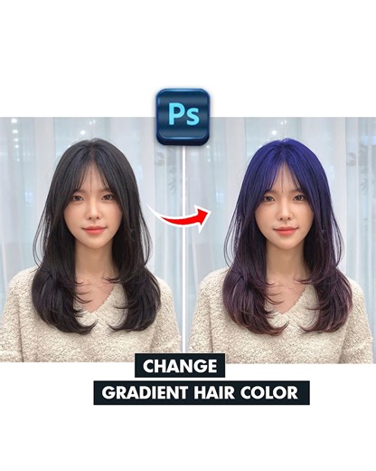 How to change normal hair into gradient hair color in photoshop #graphicinfluence | Graphic Influence