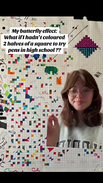 My butterfly effect : what if I hadn’t coloured 2 halves of a square to try pens in high school ?? #butterflyeffect #effetpapillon #abstractart #artok
