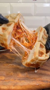 Stuffed pizza waffle 🍕 #satisfying #recipe #LifeHack | Cooking With Kyle