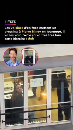 140K views · 997 reactions |  En tournage dans un immeuble parisien pour un nouveau projet, Pierre Niney a reçu beaucoup d’attention de la part des voisins, qui lui font des signes et lui laissent des messages par fenêtres interposées. Cette fois-ci, l’acteur a décidé d’aller directement les voir. Crédit : @pierreniney | Ulyces | Facebook