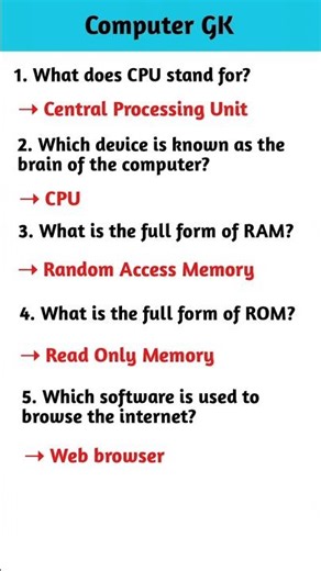 Computer GK #computer #gk #quiz #facts #didyouknow #education #video #viral #trending #shorts#infogk