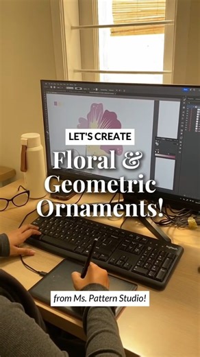 Textile Design, Surface Pattern Design on Instagram: "See how our designer Disty creates floral and geometric ornaments 🌼 A mix of pansy, snapdragon, and modern tile motifs — simple, clean, and full of charm. Which detail do you like most? #MsPatternStudio #PatternDesign #SurfacePatternDesign #DesignInProgress #FloralMeetsGeometric #TextileDesign #PrintDesign"