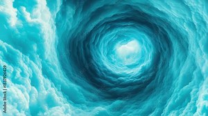 Swirling blue cloud vortex with light shining through center creating dramatic dynamic sky scene full of depth texture atmosphere nature weather motion mesmerizing natural phenomenon