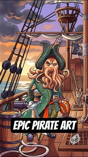 Davy Jones Reimagined | Epic Pirate Digital Art ⚓🐙 | Digital Illustration #shorts